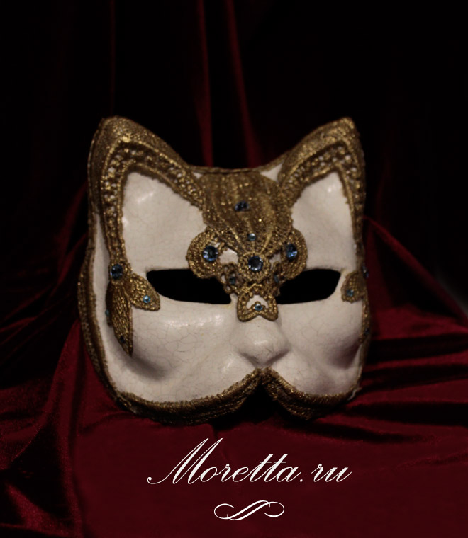 Венецианская маска кота с кружевом2